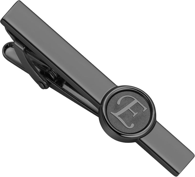 AMITER Initial Tie Clip for Men, 2 inch Mens Necktie Bar for Regular Ties - Black - Image 1